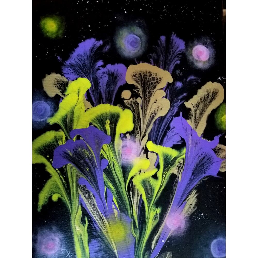 "Fireflies Night Garden" Art Print from my Original Work 11" x 14" Acid Free